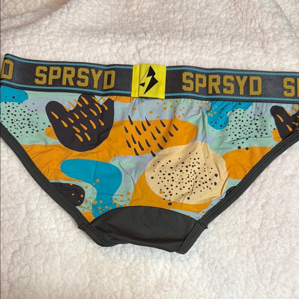 Supawear Blue and Orange Brief Underwear with Geometric Pattern XL - Picture 3 of 6